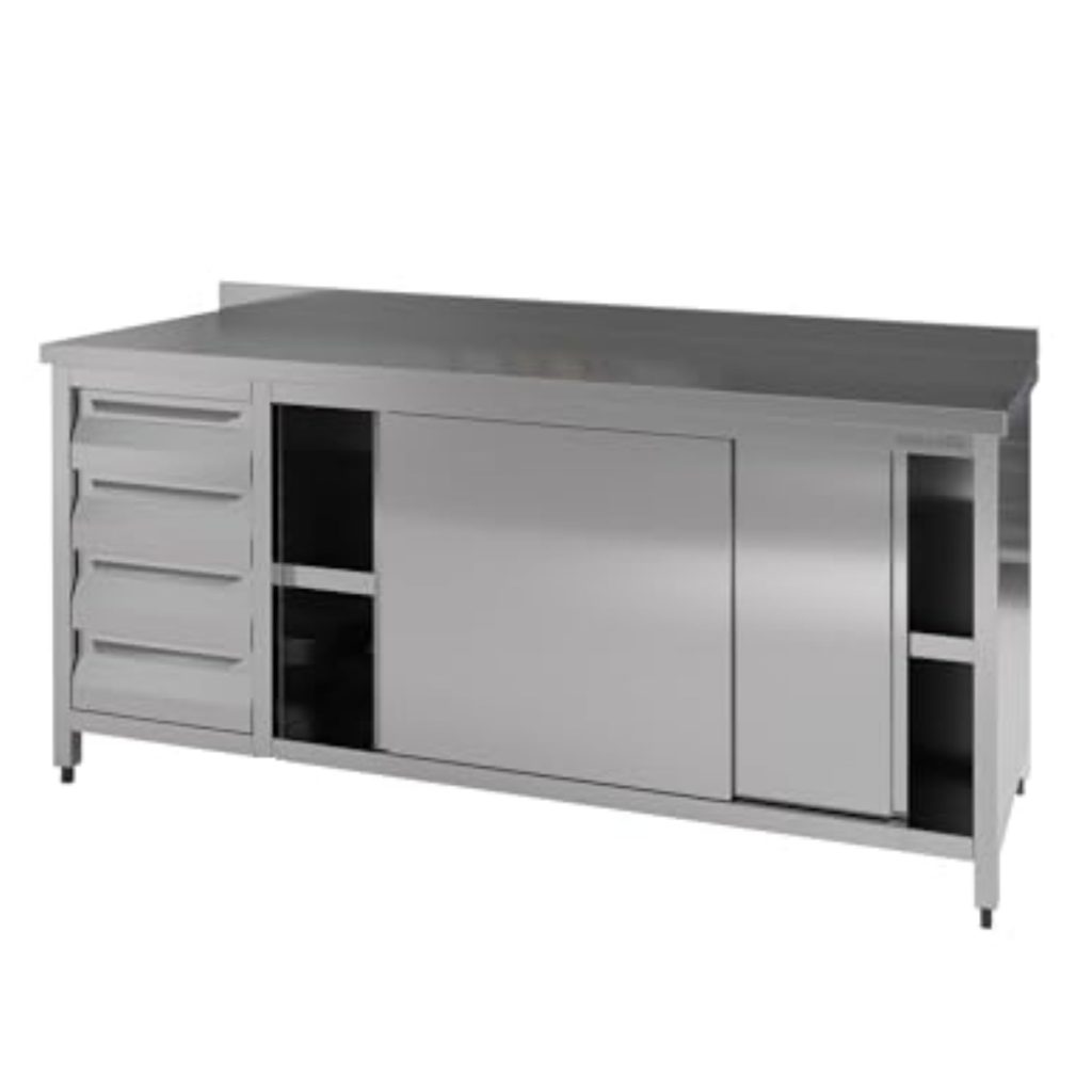 Stainless Steel Table With Cabinets
