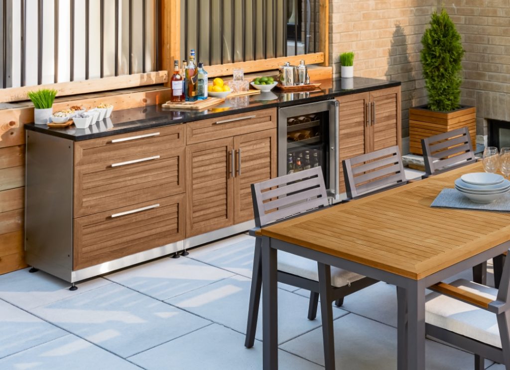 Stainless Steel Outdoor Table With Cabinet